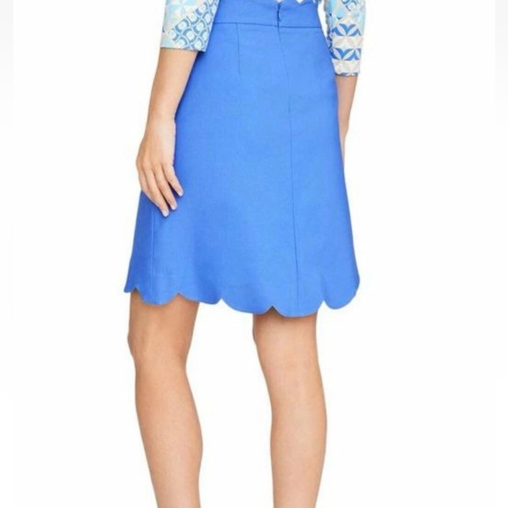 J McLaughlin • Knee Length Scallop Skirt Stretchy Blue Sz 4 Tennis Pickleball